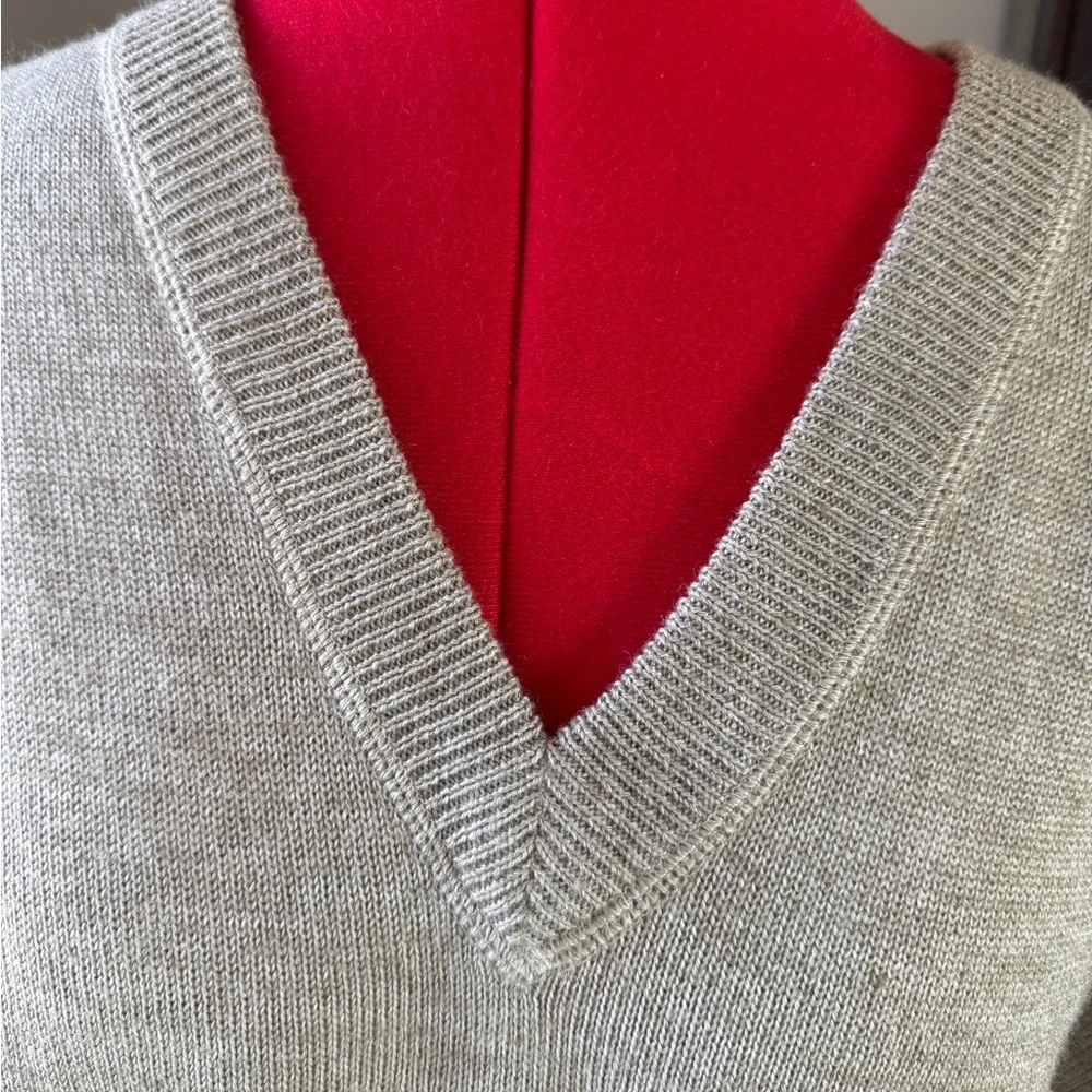 Woolrich V-Neck Beige Pullover Knit Long Sleeve Sweater Plus Size 2X